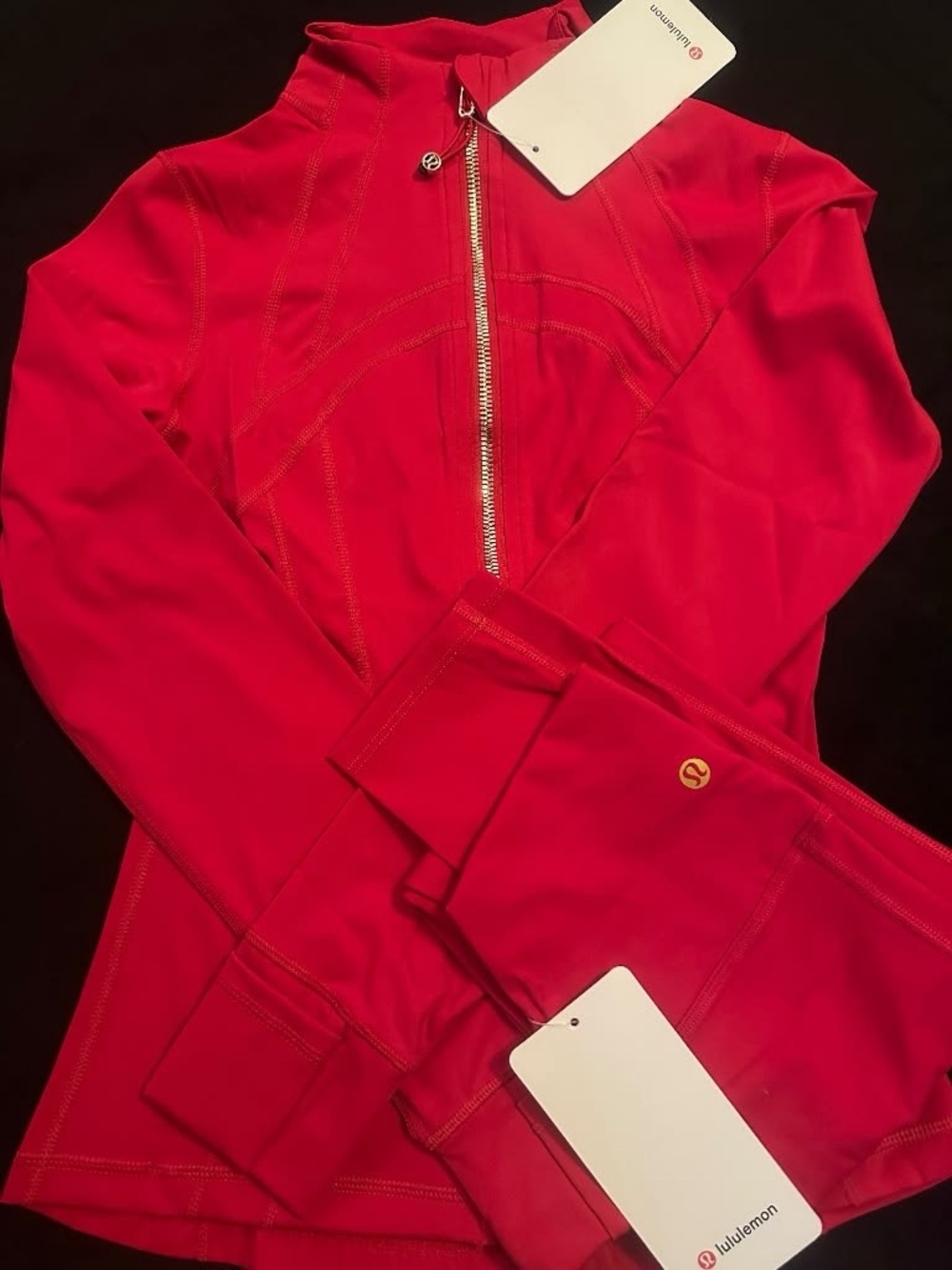 Lemon Women’s Bright Red Utility Zip Jacket set